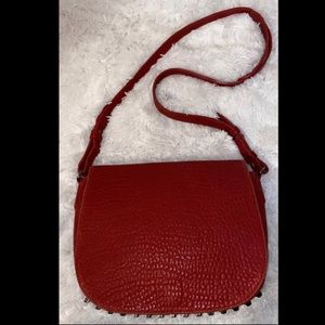 Alexander Wang Red Leather Studded Lia Shoulder Bag Crossbody